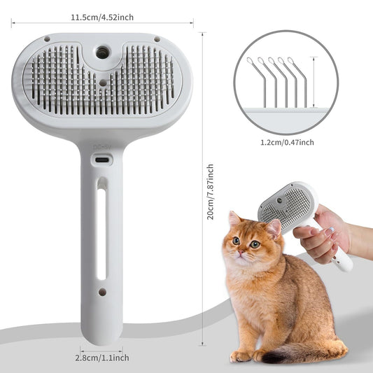 Spray Cat Brush For Shedding Water Brush For Cats And Dogs Pet Hair Removal Comb With Water Tank And Release Button Steamy Cat Brush Pet Spray Hair Comb