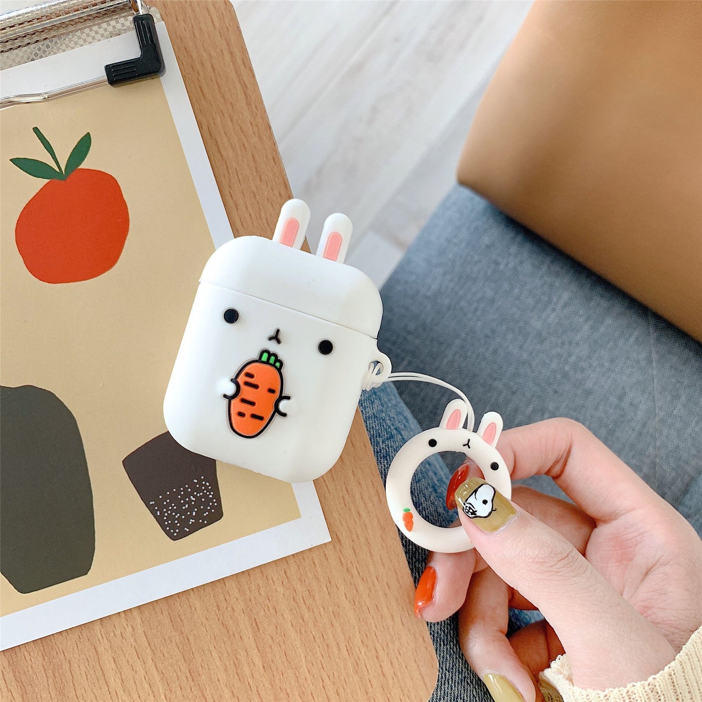 Cute white rabbit earphone shell