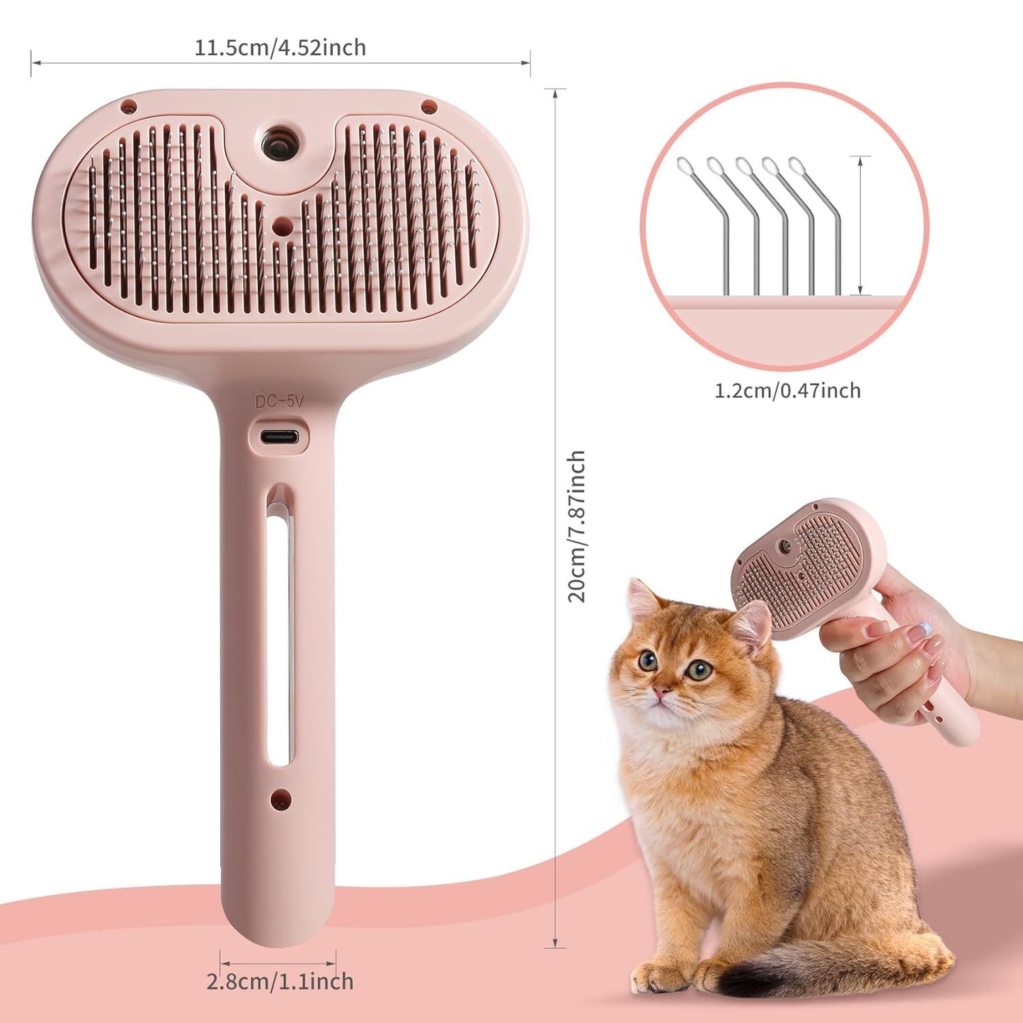 Spray Cat Brush For Shedding Water Brush For Cats And Dogs Pet Hair Removal Comb With Water Tank And Release Button Steamy Cat Brush Pet Spray Hair Comb