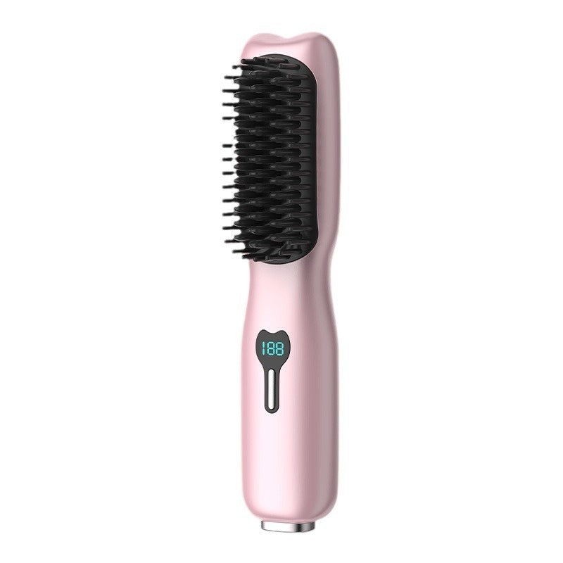 Rechargeable Wireless Straightening Comb 220 Hair Straightener Brush USB Rechargeable Flat Iron LCD Display Temperature