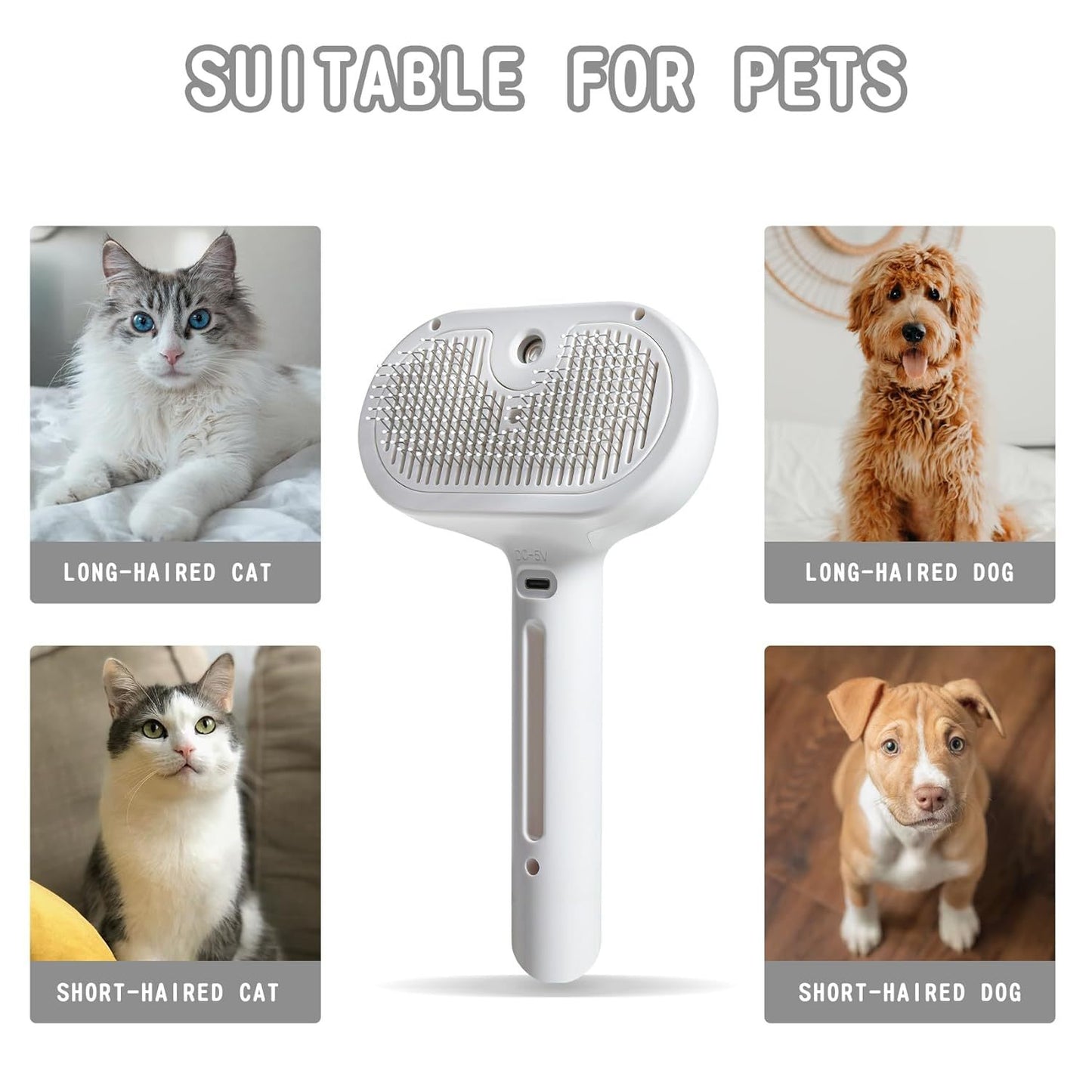 Spray Cat Brush For Shedding Water Brush For Cats And Dogs Pet Hair Removal Comb With Water Tank And Release Button Steamy Cat Brush Pet Spray Hair Comb