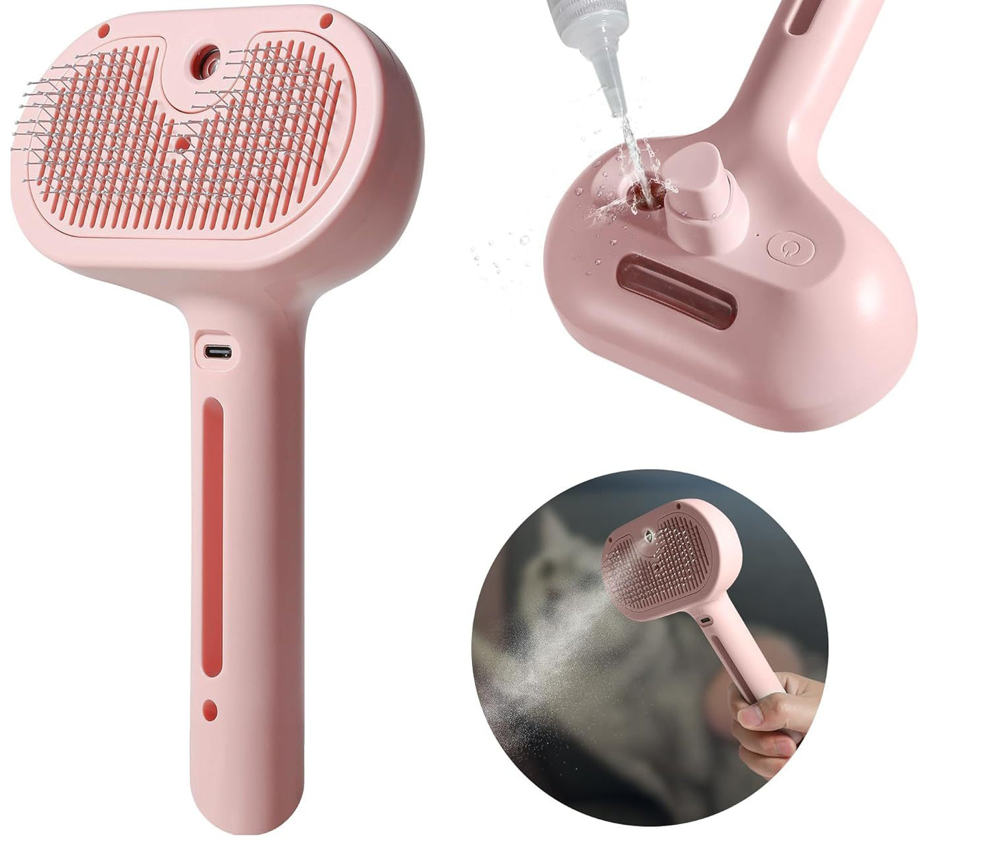 Spray Cat Brush For Shedding Water Brush For Cats And Dogs Pet Hair Removal Comb With Water Tank And Release Button Steamy Cat Brush Pet Spray Hair Comb