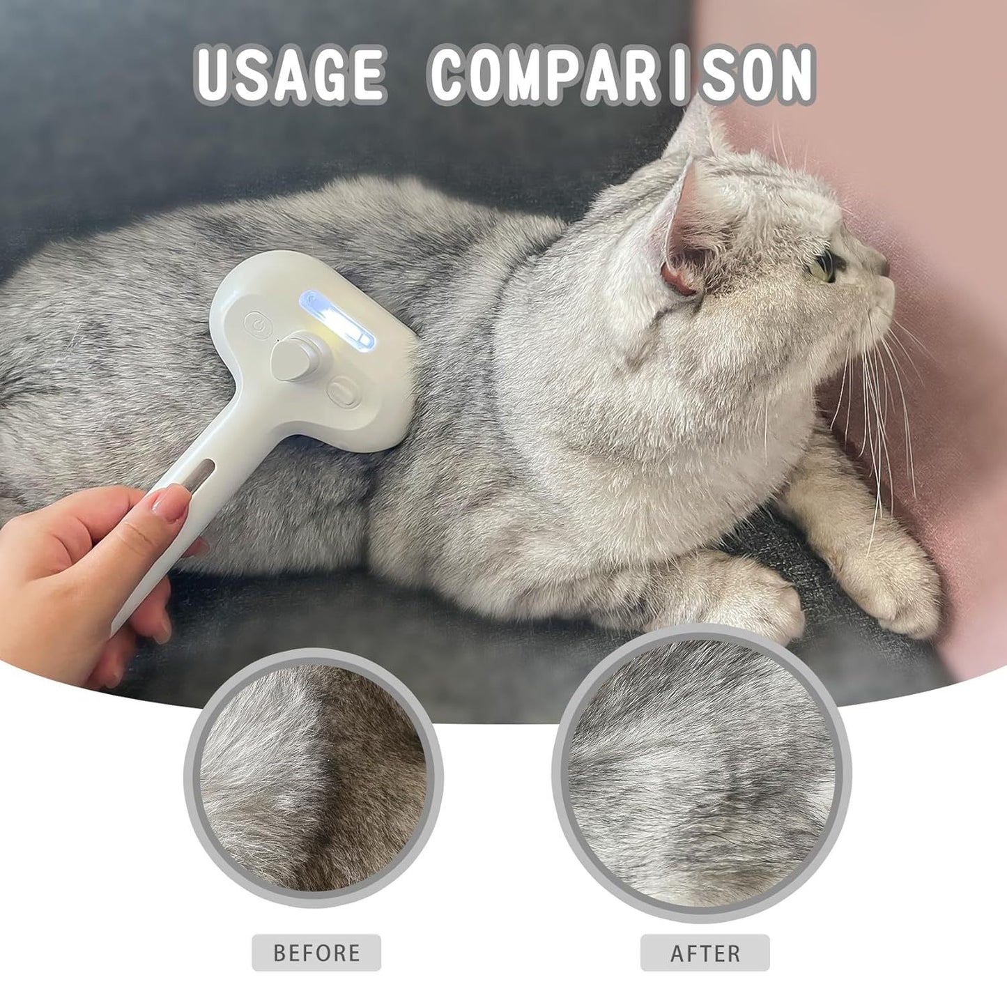 Spray Cat Brush For Shedding Water Brush For Cats And Dogs Pet Hair Removal Comb With Water Tank And Release Button Steamy Cat Brush Pet Spray Hair Comb